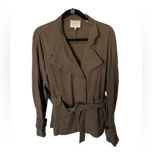 Vince Olive Linen Belted Jacket